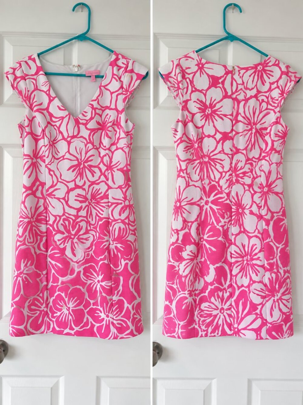 Lilly Pulitzer Pink & White Floral Shift Dress – Size Medium
